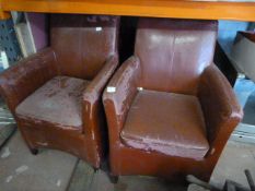 *Four Red Leatherette Armchairs