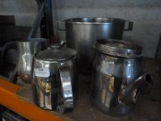 Three Stainless Steel Teapot and Mixing Bowl