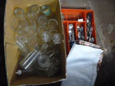 Box Containing Drinking Glassware and Cutlery