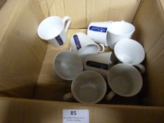 *Box of 9 White Porcelain Mugs