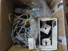 Box of Assorted Computer Cables and Leads