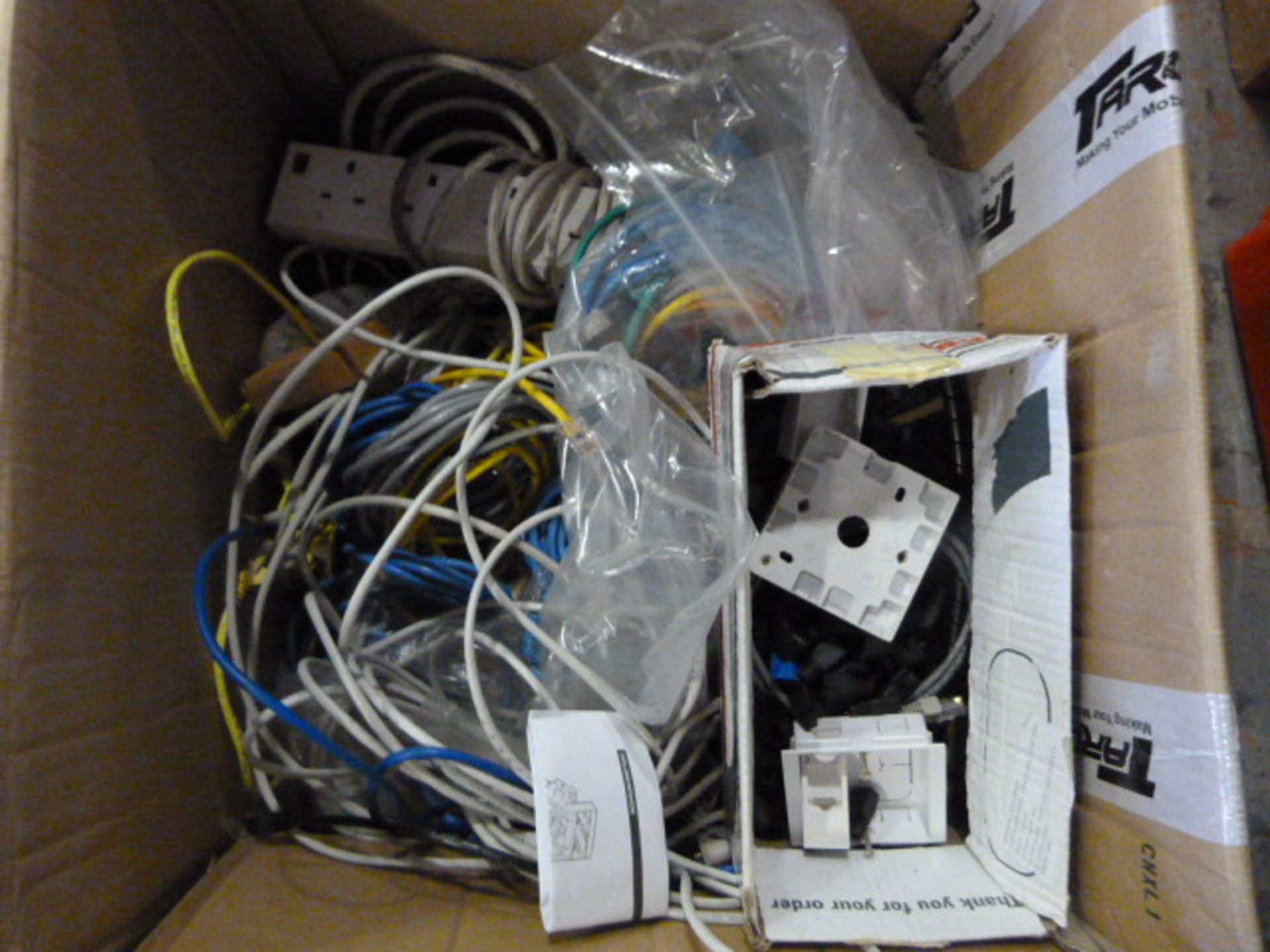 Box of Assorted Computer Cables and Leads