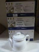 *Three Boxes of Six 45cl White Ceramic Teapots