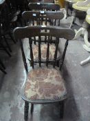 Six Stick Back Dining Chairs with Upholstered Seat
