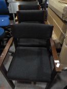Three Wood Framed Office Chairs with Charcoal Seat