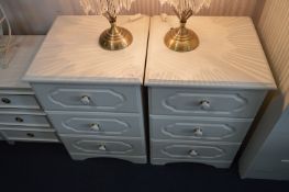 Pair of White Three Drawer Bedside Cabinet