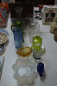 Glassware; Vases, Dishes, Jug and a Paperweight