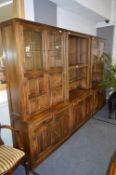 Triple Section Oak Wall Unit with Paneled Doors