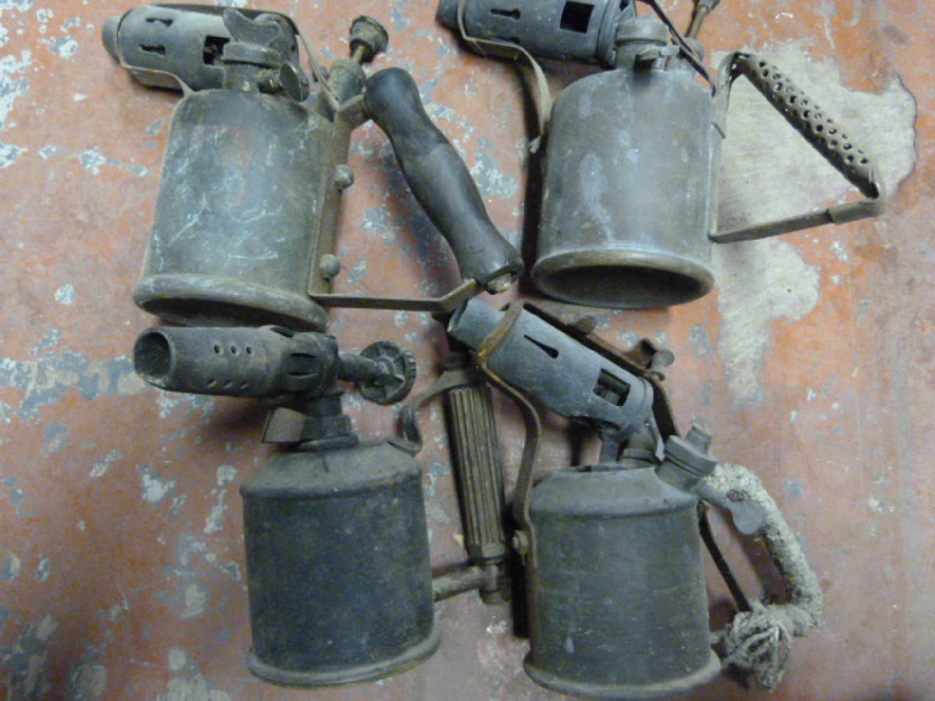 Four Vintage Brass Blow Lamps