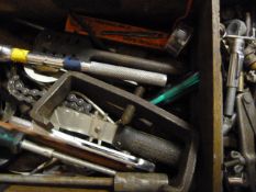 Box of Various Hand Tools, Sockets and Screwdriver
