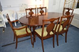 Oval Mahogany Extending Dining Table with Four Din