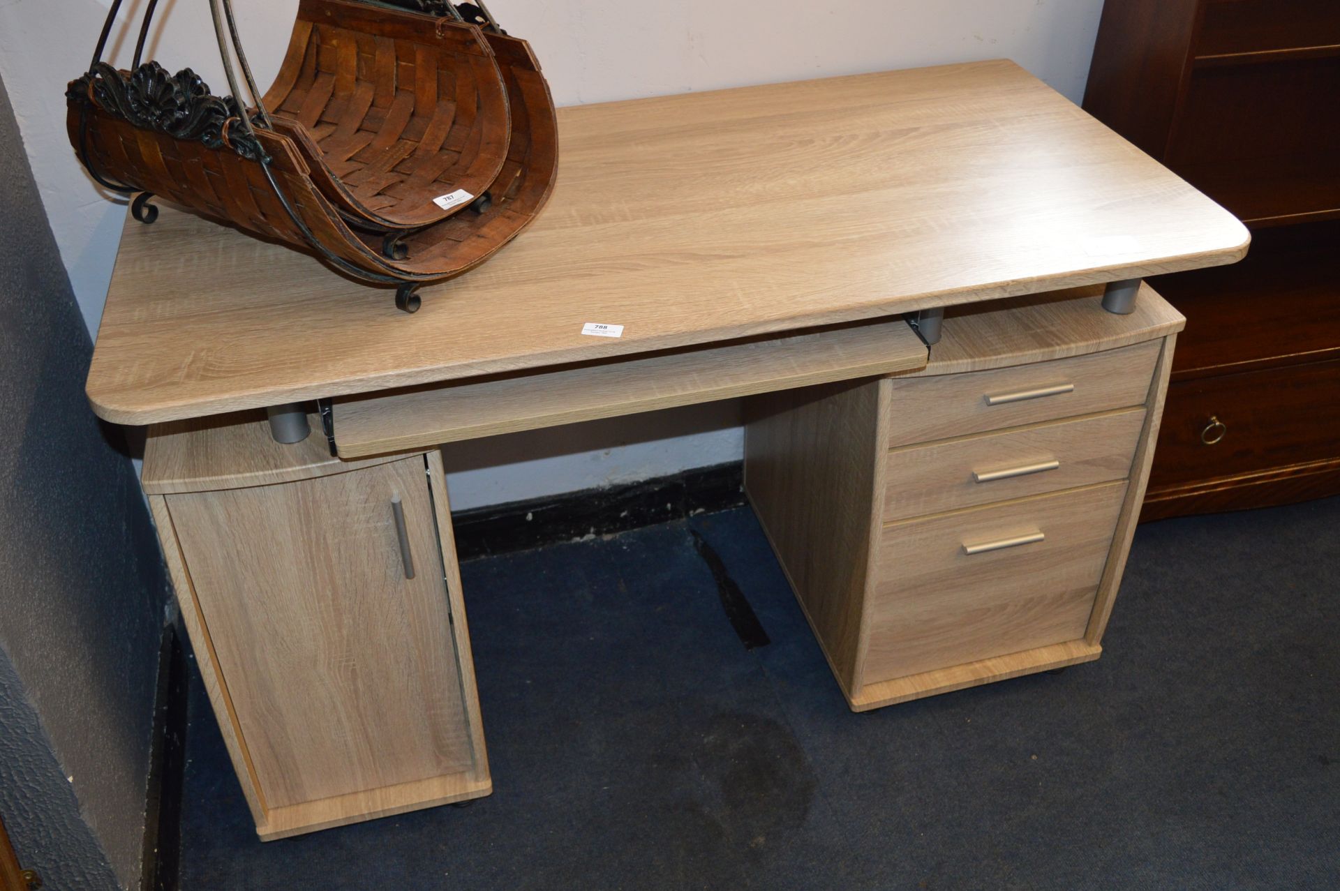 Light Oak Twin Pedestal Desk