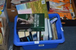 Box of Hardback Books and 45rpm Records