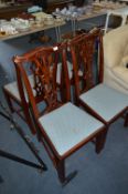 *Set of Four Walnut Dining Chairs with Upholstered