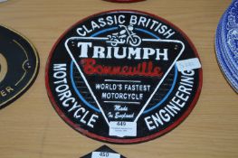 Cast Metal Sign - Triumph Bonnville Motorcycle