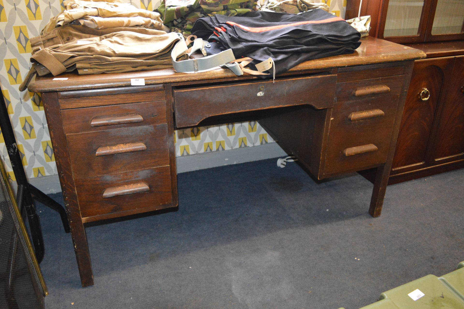 Oak Twin Pedestal Desk