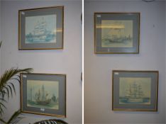 Set of Four Gilt Framed Prints Sailing Ships