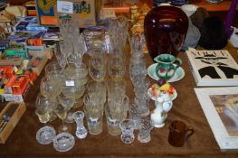 Collection of Drinking Glassware, Red Vase, etc.