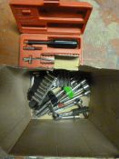Box Containing Ratchets and a Screwdriver Set