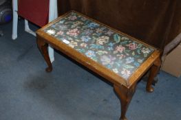 Oak Occasional Side Table with Needlework Top