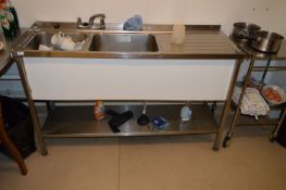 *Stainless Steel Double Sink Unit with Undershelf