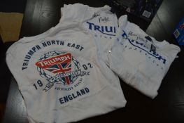 Three Triumph Motorcycle T-Shirts Signed Ross Nobl