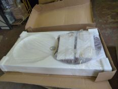 140x80 White Acrylic Shower Tray with Hardwood Duckboard