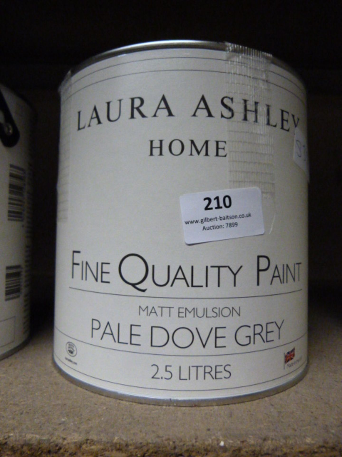 2.5l Tin of Laura Ashley Pale Dove Grey Paint