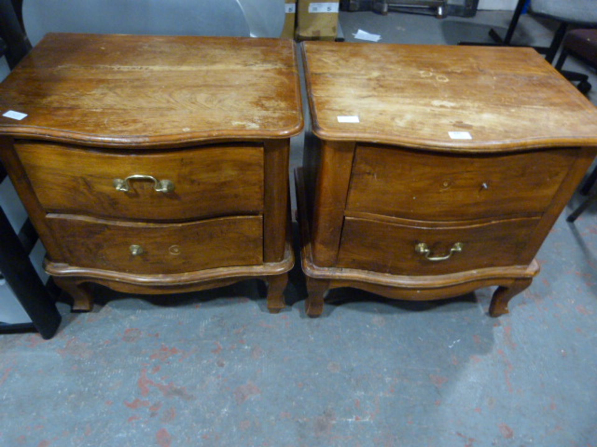 Pair of Two Drawer Bedside Cabinets Serpentine Fro