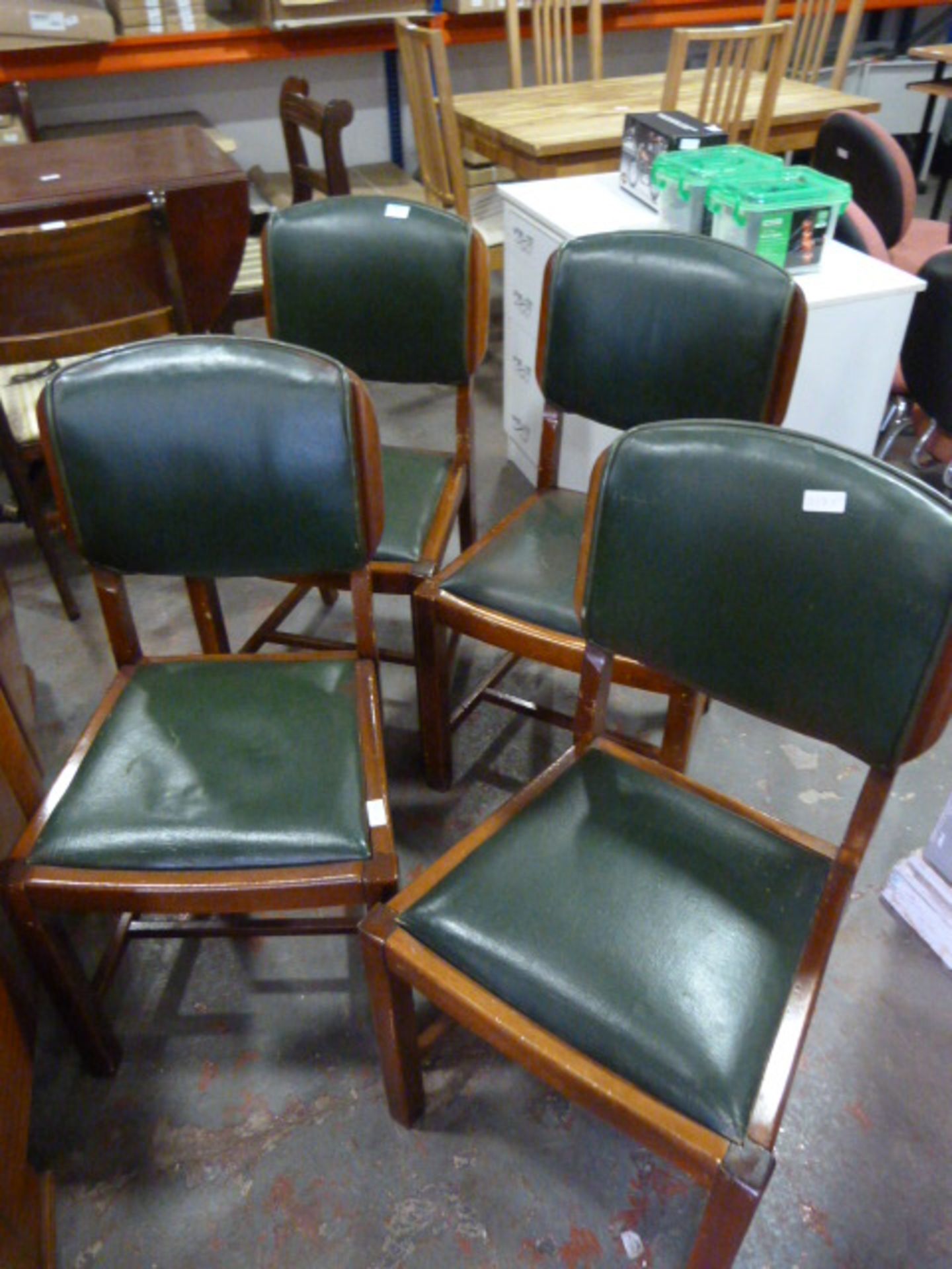 *Four Vintage Wooden Chair with Leatherette Seats