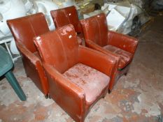 *Four Faux Leather Oxford Red Tub Seats