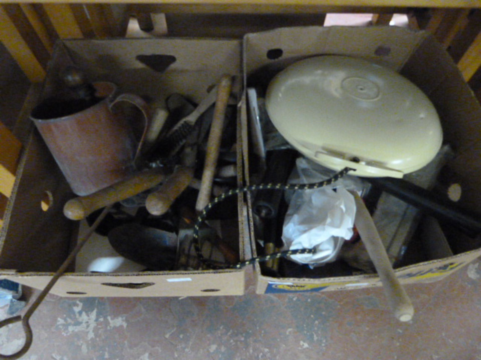 Two Boxes of Garden Hand Tools, Enamel Mug, Vintag