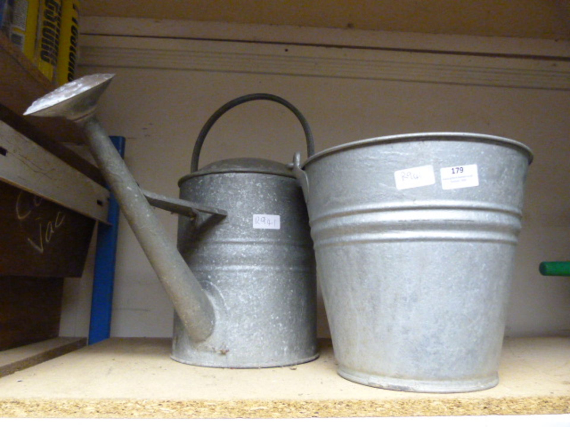 Galvanised Watering Can with a Brass Rose and a Br