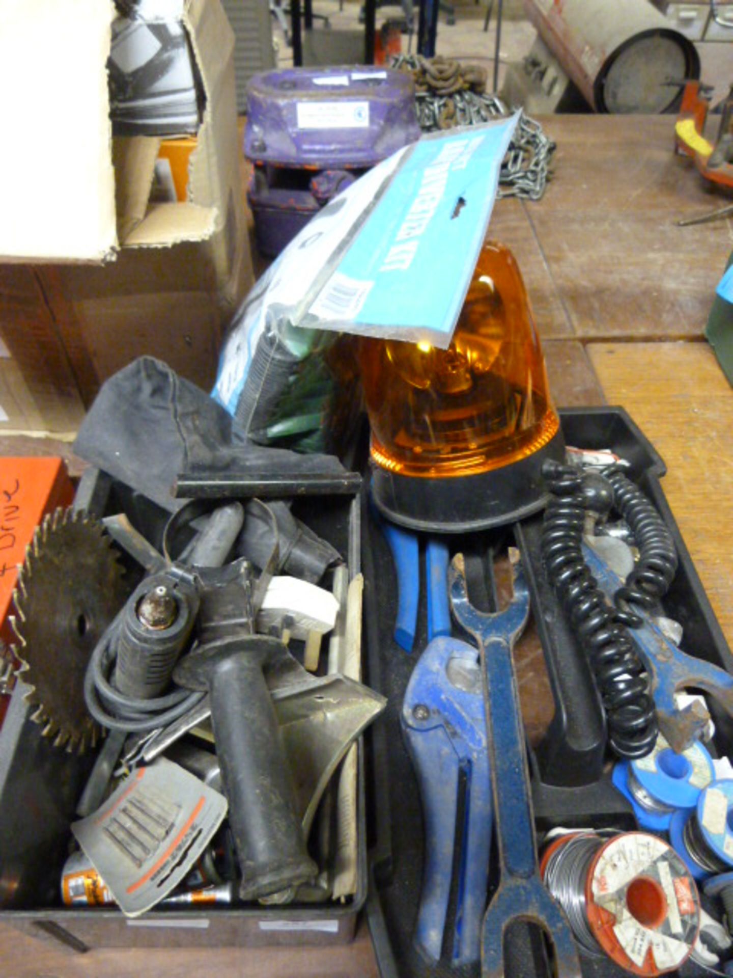 Two Boxes of Miscellaneous Tools Including Vehicle