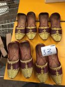 Box Containing Four Pairs of Asian Style Shoes (Assorted Colourways and Sizes)