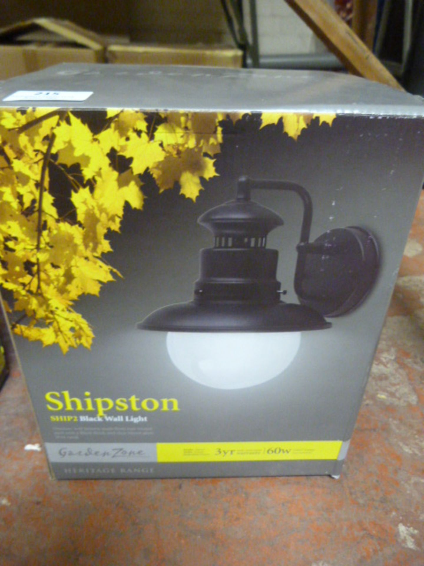 *Garden Zone Shipston Wall Lantern (Black) 60W