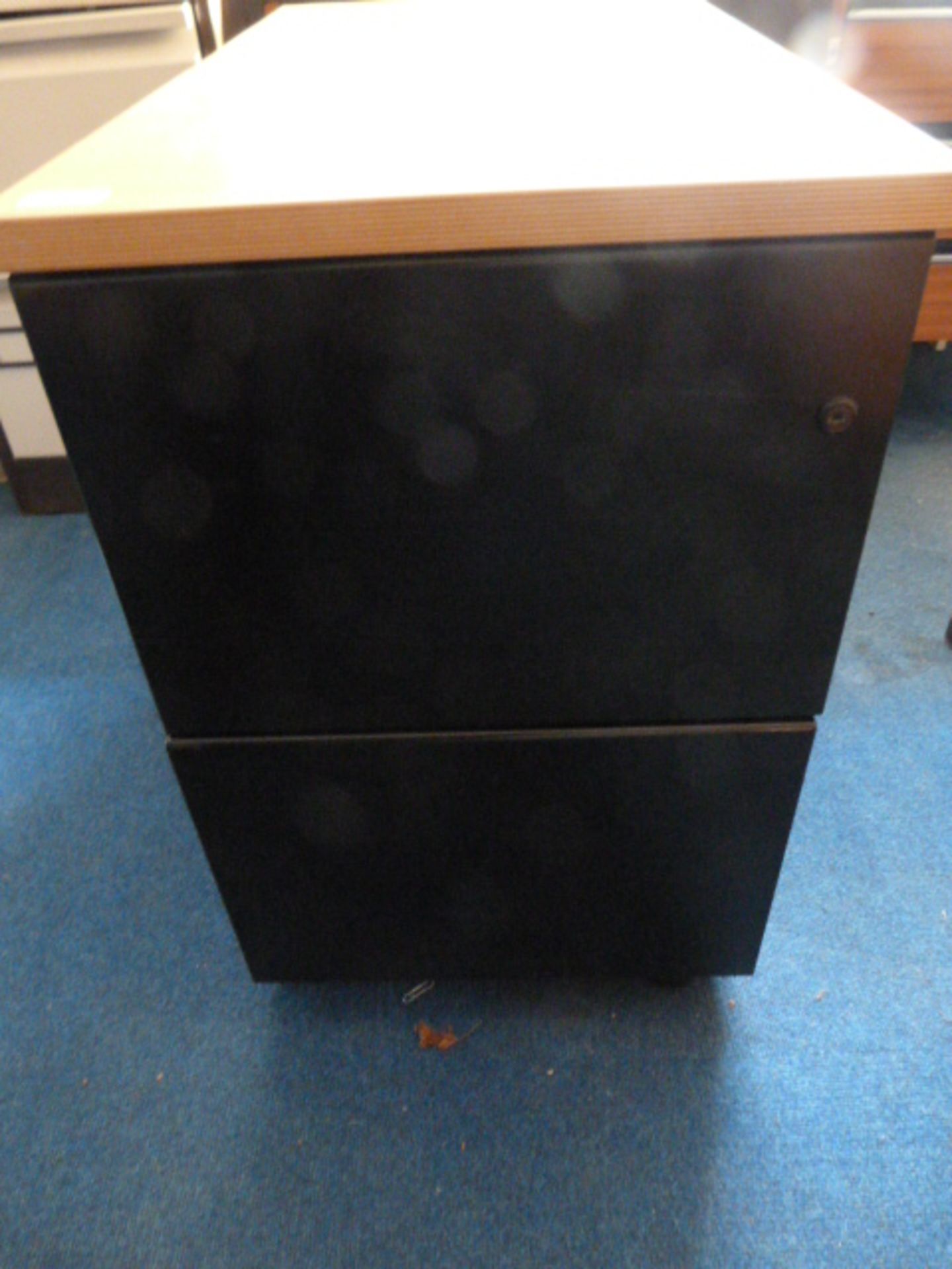 *Black Metal Two Drawer Filing Cabinet with Wood E