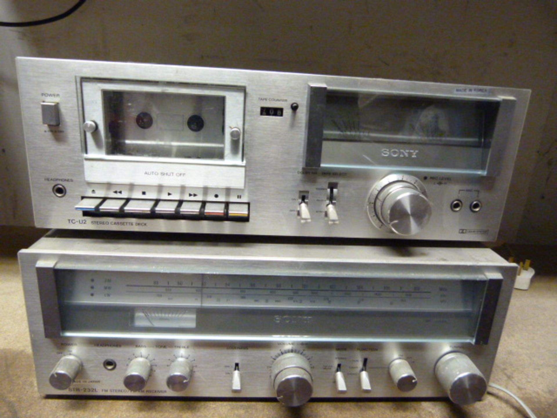 Sony TC-U2 Stereo Cassette Deck and a Sony STR-232