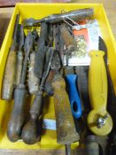 Small Tray of Tools, Chisels, Files, etc.