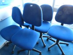 *Five Blue Upholstered Office Chairs