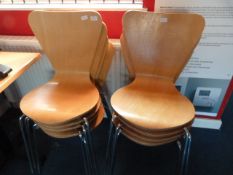 *Eight Chrome Framed Chairs with Plywood Seats and