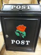 *Black Metal Postbox with Rose Decoration