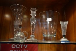 Glassware, Vases, Candlestick, etc.