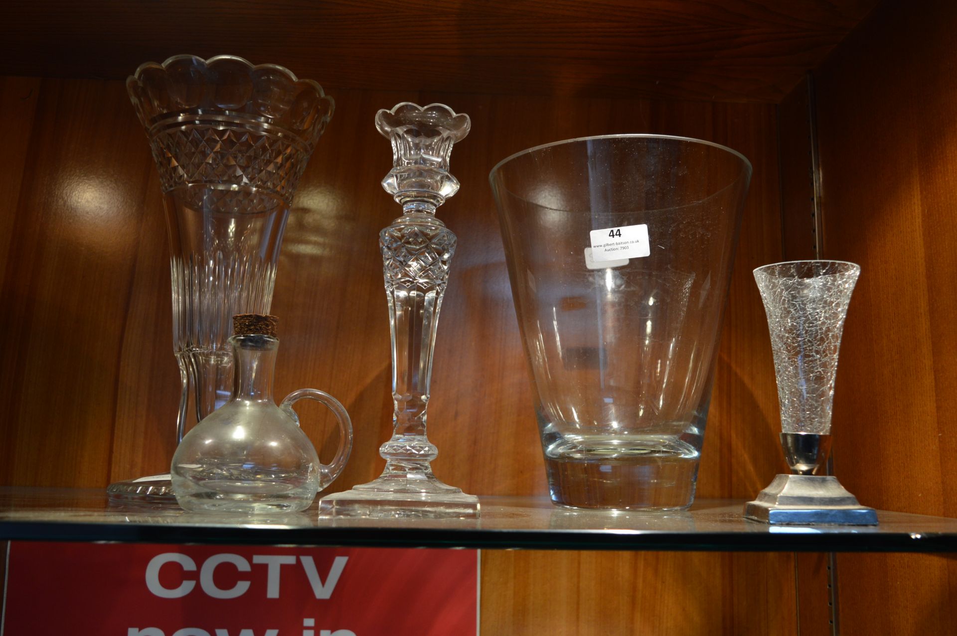 Glassware, Vases, Candlestick, etc.