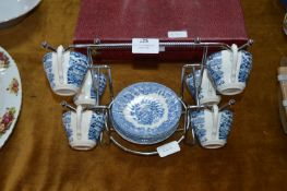 Blue & White Willow Pattern Tea Set on Stand