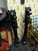 Two Cast Iron Fence Posts with Horse Head Finials