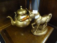 Brass Horse Figurine and Indian Brass Kettle