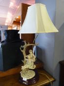 Merli Pottery Figurine Table Lamp with Shade