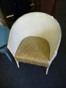 White Painted Wicker Tub Chair
