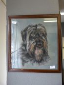 Framed Pastel Drawing - Terrier Dog Signed J. Welb